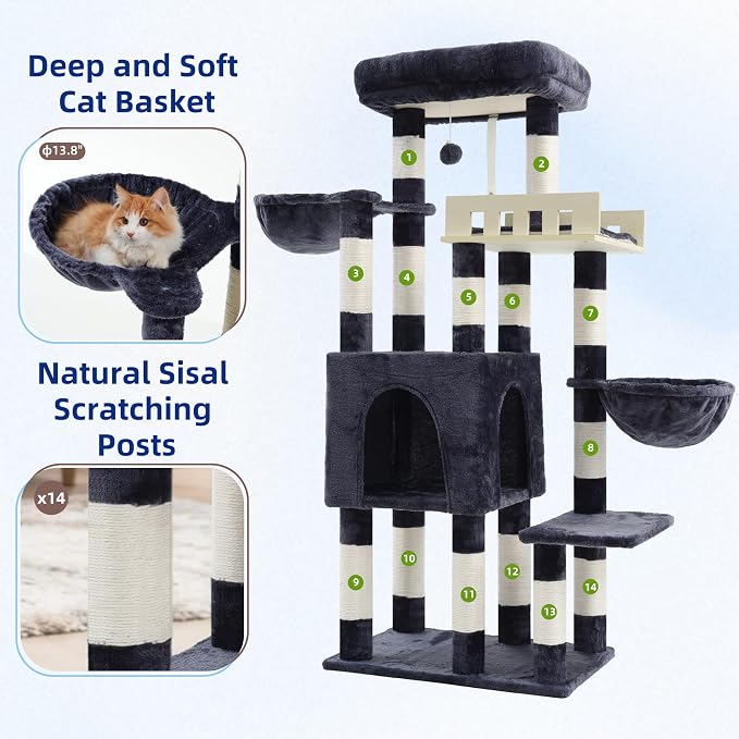 Cat Tree for Indoor Cats Large Adult, Heavy Duty Cat Tree for Large Cats 20 lbs+ - Image 5