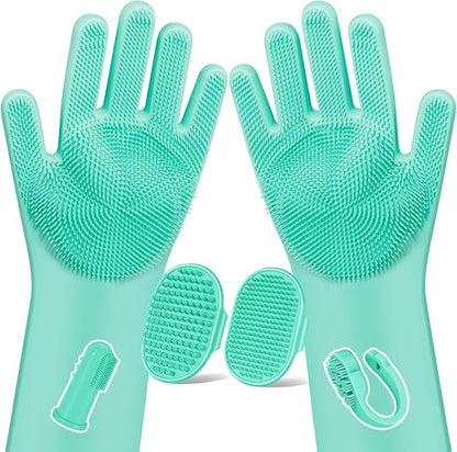 6PCS Pet Grooming Kit for Dogs, Cats and Horses | Dog Washing Gloves | Dog Bath by Augwind