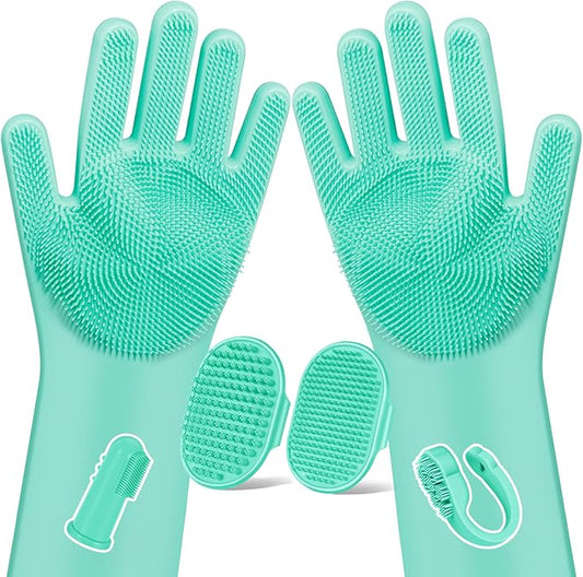 6PCS Pet Grooming Kit for Dogs, Cats and Horses | Dog Washing Gloves | Dog Bath by Augwind