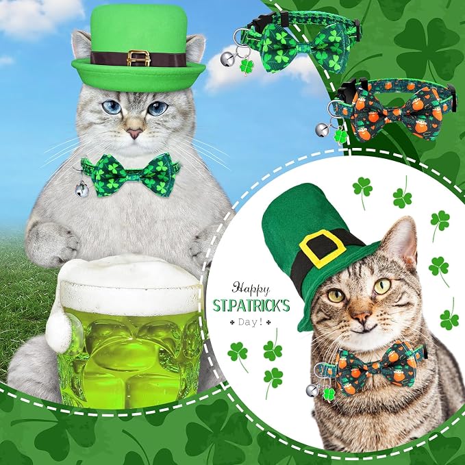 Kacctyen 18 Pcs St. Patrick's Day Cat Collars Bulk Holiday Cat Collars - Image 3