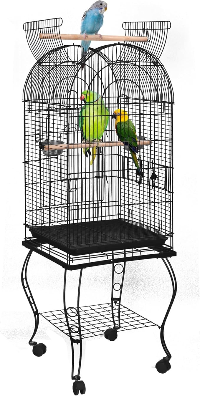 SUPER DEAL 63.5'' Rolling Bird Cage Large Wrought Iron Cage by Superdeal