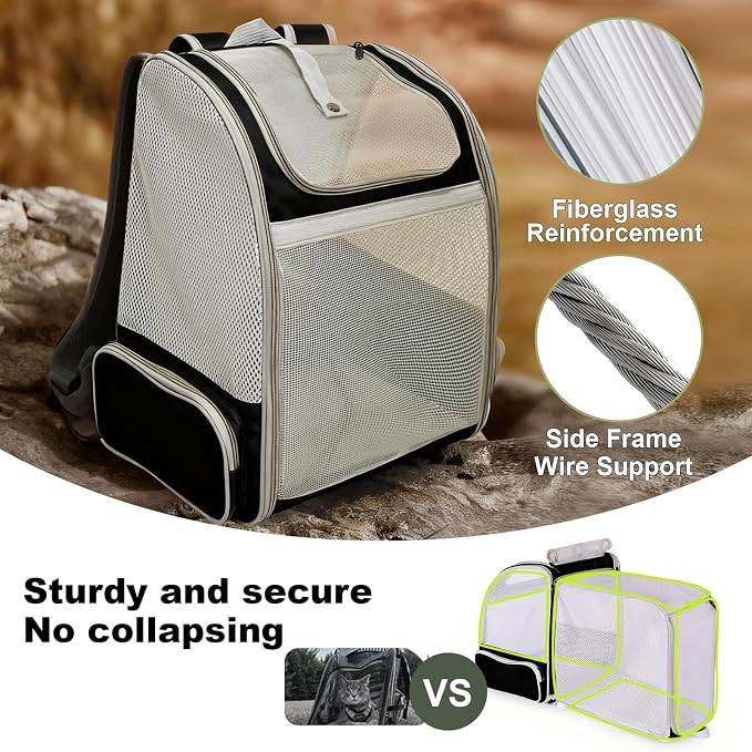 halinfer Backpack to Carry Cat and Small Puppy up to 16 Pounds, Breathable Pet - Image 3