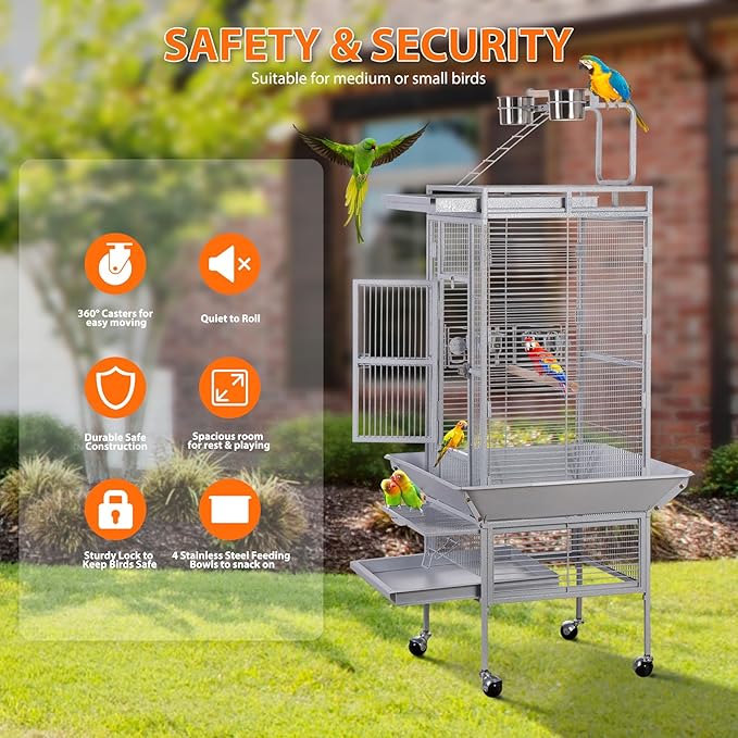 Nova Microdermabrasion 61 Inches Large Bird Cage Play Top Parrot Cockatiel - Image 5