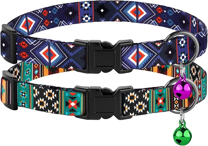 Cat Collar Breakaway 2PCS Adjustable Pattern Tribal Aztec Southwest Safety Pet - Image 2