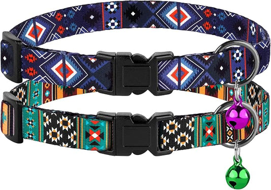 Cat Collar Breakaway 2PCS Adjustable Pattern Tribal Aztec Southwest Safety Pet - Image 2