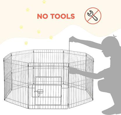 Yaheetech 24" High 8 Panel Foldable Metal Dog Exercise Pen Pet Playpen Dog - Image 7