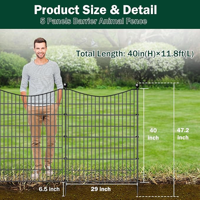5 Panels No Dig Dog Fence Outdoor - Image 2