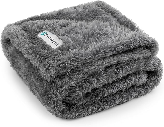 PetAmi Dog Blanket for Small Medium Dogs Grey, Fluffy Soft Puppy Blanket by PetAmi