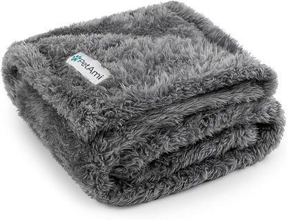 PetAmi Dog Blanket for Small Medium Dogs Grey, Fluffy Soft Puppy Blanket by PetAmi