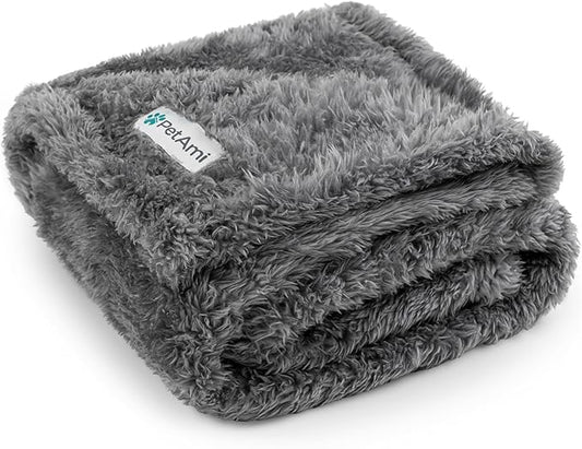 PetAmi Dog Blanket for Small Medium Dogs Grey, Fluffy Soft Puppy Blanket by PetAmi