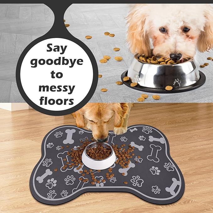Dog Cat Food Mat, Rapid Absorbent Pet Feeding Mat, Bone Shaped Dog Placemat - Image 4