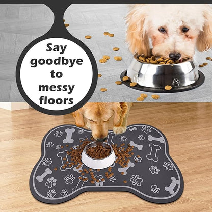 Dog Cat Food Mat, Rapid Absorbent Pet Feeding Mat, Bone Shaped Dog Placemat - Image 4