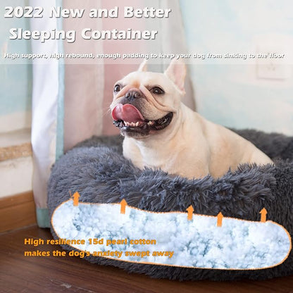 Calming Donut Dogs Beds for Small Dogs Washable, 23inch Plush Round Pet Bed for - Image 3