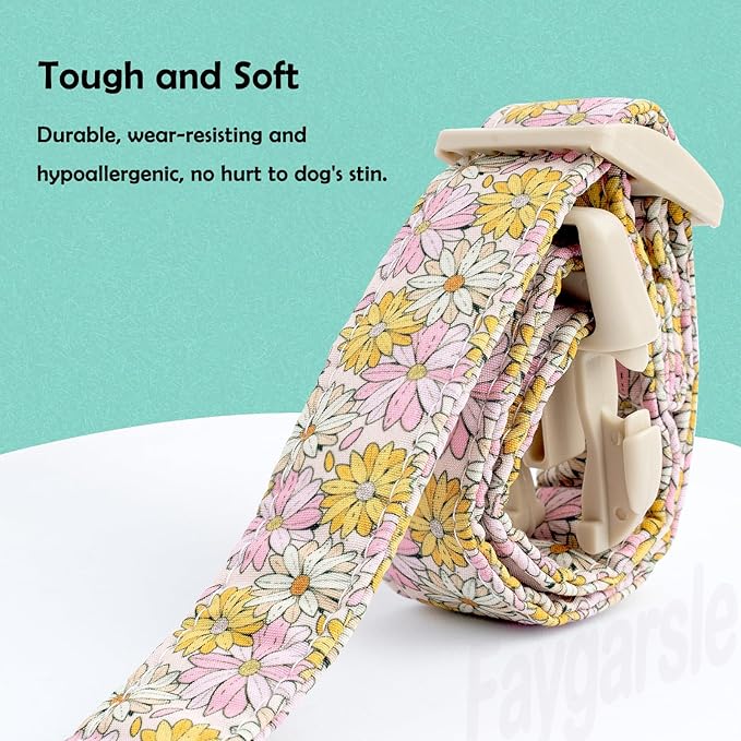 Faygarsle Floral Girl Dog Collar, Cotton Fabric - Image 3