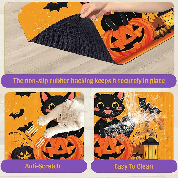Halloween Cat Pet Feeding Mat, Absorbent Dog Bowl Pad, Quick Dry - Image 6