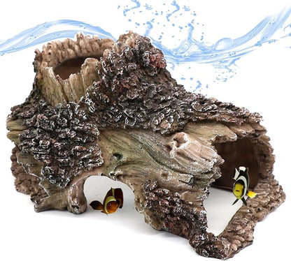 Tree Trunk Cave Aquarium Decoration Reptile Cave Climb Hideout Hideaway by relaqcc