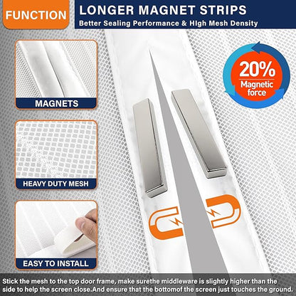 Magnetic Screen Door, Heavy Duty Door Screen Magnetic Closure Keep Bugs Out - Image 6