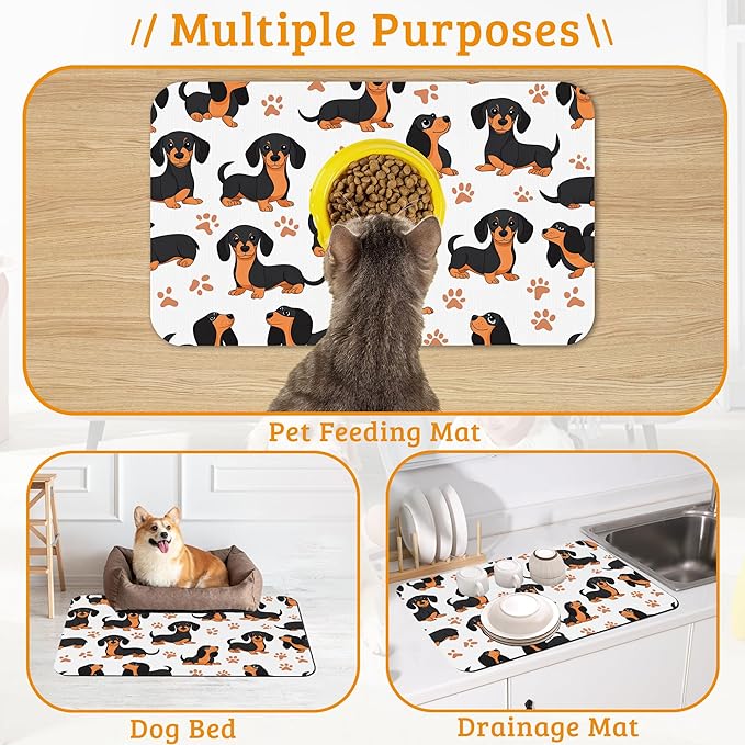 Dog Bowl Mat, Dog Dachshund Pet Feeding Mat - Image 7