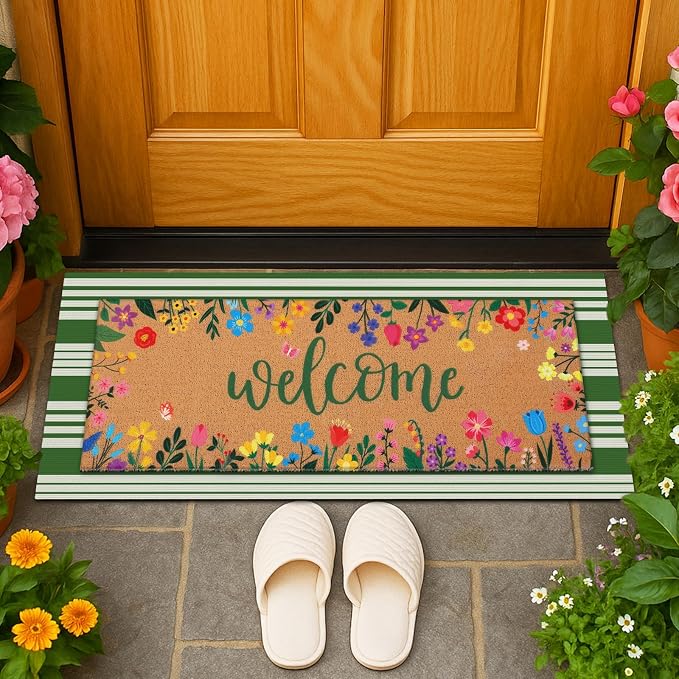 Tinideya 2 Pcs Door Mat Welcome Non Slip Coir Mats Floor Layering Doormats - Image 8