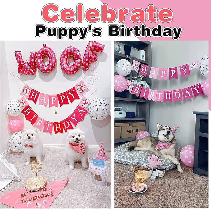 AROIC Dog Birthday Bandana Set, Pet Party Decorations Kit - Image 2