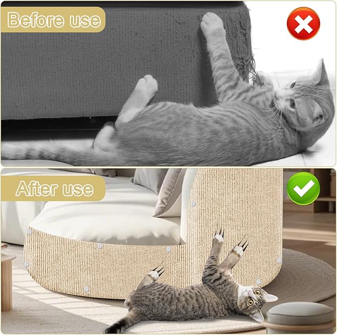 Cat Scratch Mat, 118.5"x15.9" Trimmable Self-Adhesive Cats Scratch Carpet - Image 6