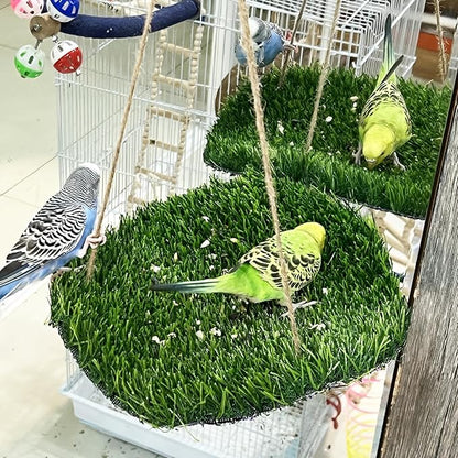 FlidRunest Large Bird Foraging Mat Toys, Natural Bird Grass Hammock Swing Toy - Image 2