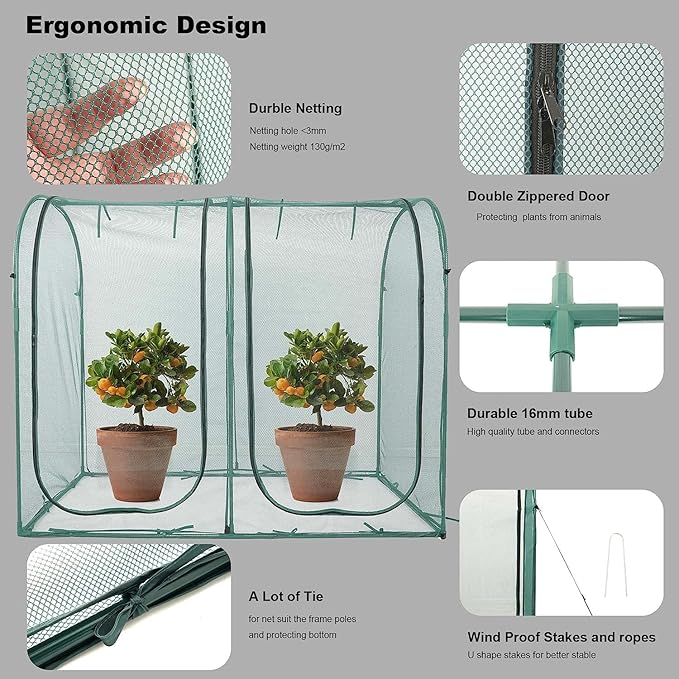 Poray Large Tunnel 8.2'x4' Plant Netting Cover, 6FT Tall Crop Cage Tomato - Image 4