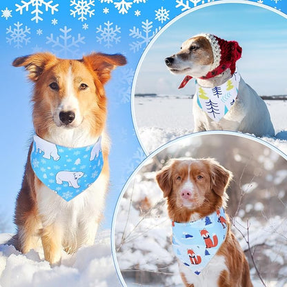 Abbylike 50 Pcs Winter Dog Bandanas Bulk Blue Snowflake Dog Bandanas - Image 6