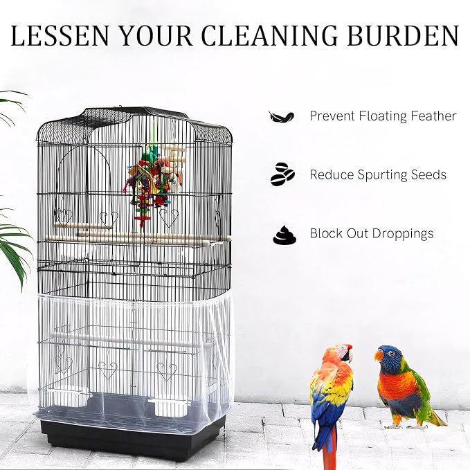 4 PCS Bird Cage Cover, Universal Bird Cage Seed Catcher, Adjustable Elastic - Image 4