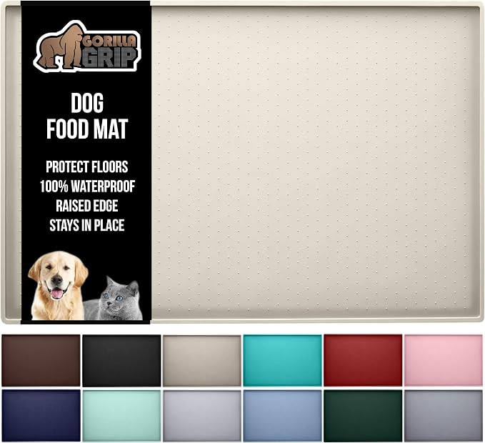 GORILLA GRIP 100% Waterproof Raised Edge BPA Free Silicone Pet Feeding Mat by GorillaGrip