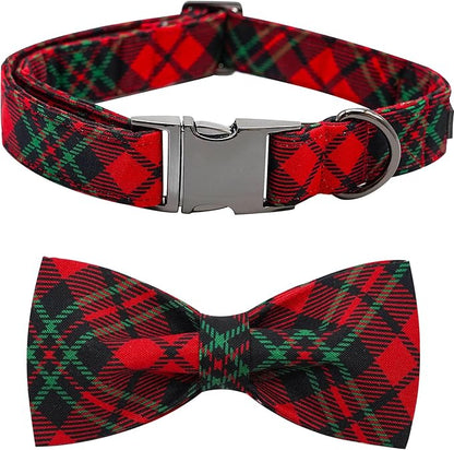 Dog Collar, Christmas Plaid Pet Collar Bow Holiday Bows Girl Boy Bow Dog by BoboRainbow