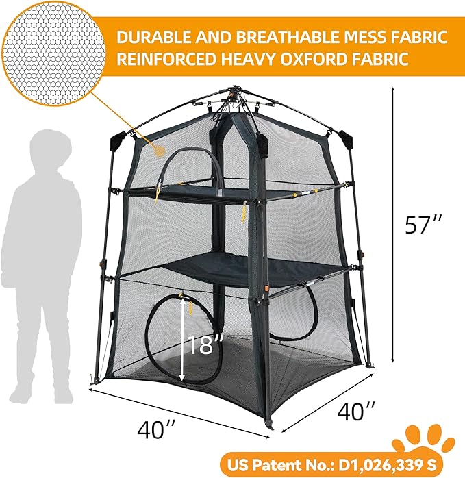 Automatic Pop-Up Cat Enclosure|3-Tier Cat Tent|Cat Cage|Outdoor Catio - Image 5
