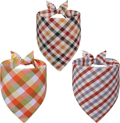 Fall Dog Bandanas Large 3PCS, 6 Pattern Thanksgiving Scarf - Image 2
