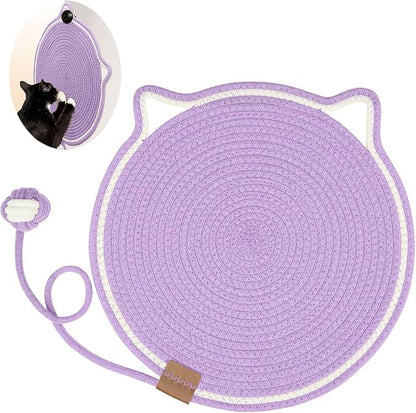 Cat Scratcher Mat, Natural Cotton Rope Cat Scratch Pad, 15.7'' Round Horizontal by LetalongPetSupplies