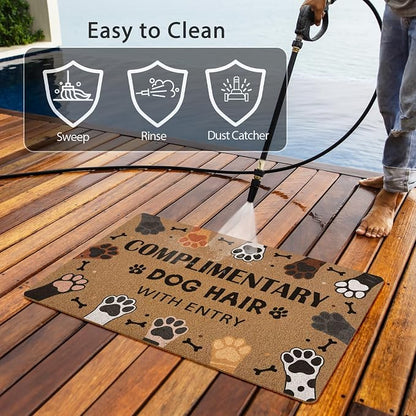 Complimentary Dog Hair with Entry Door Mat, Cute Dog Paws Print Artificial Coir - Image 6