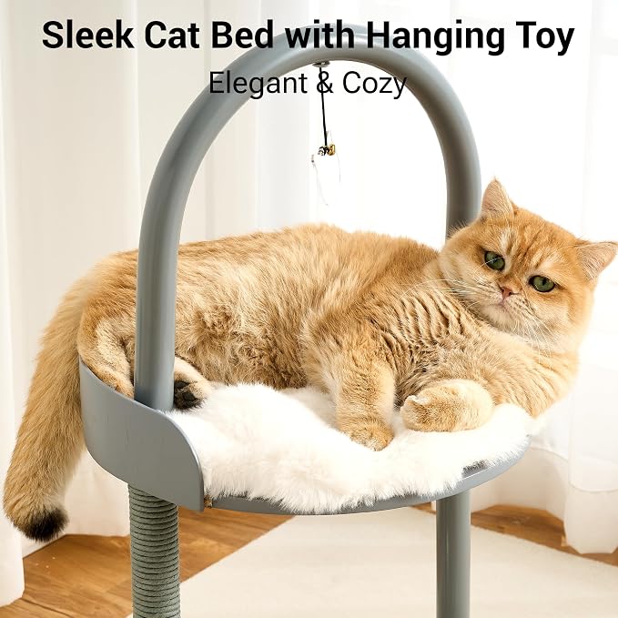 Modern Cat Tree Tower for Indoor Cats up to 12lbs, Wood Cat Bed - Image 2