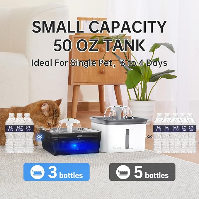 Veken Small Pet-Friendly Cat Water Fountain - Image 4