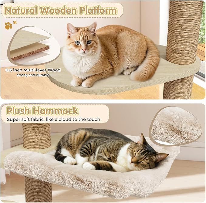 Erinnyees Cat Tree, Floor to Ceiling Cat Tree Height Adjustable Cat Tower 6 - Image 3