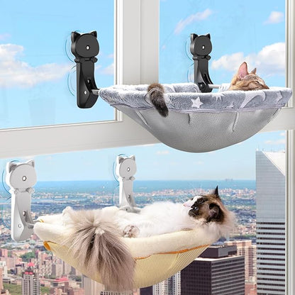 Cat Window Perch Cordless, Glow in The Dark & Stable Cat Beds- Breathable by JUNSPOW