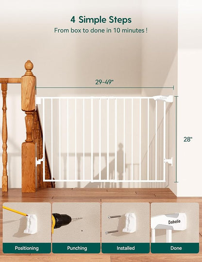 Babelio Baby Gate for Stairs, Kitchen & Doorways, No Bottom Bar| Easy - Image 7