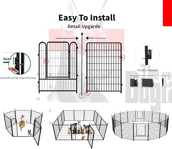 Portable Dog Fence Outdoor for Yard 36'' High, Dog Playpen - Image 6
