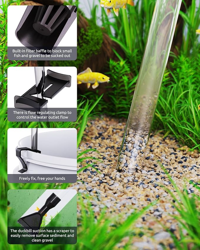 SEAOURA Aquarium Vacuum Gravel Cleaner Adjustable, Aquariums Siphon Fish Tank - Image 5