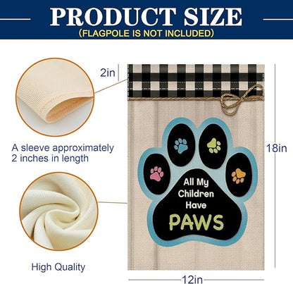 12x18 All My Children Have Paws Garden Flag Cat Paw Print Black Gingham Outdoor - Image 4