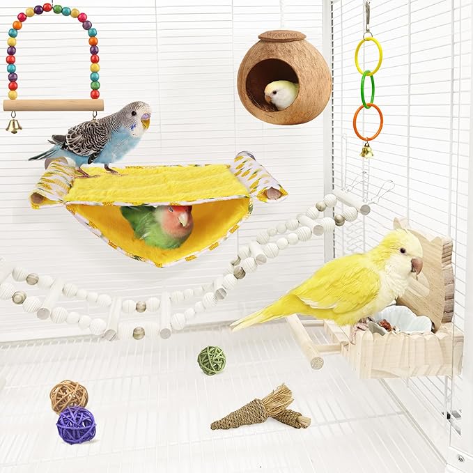 Mygeromon Bird Bed Hammock for Cage Parakeet Sleeping Hut Winter for - Image 2