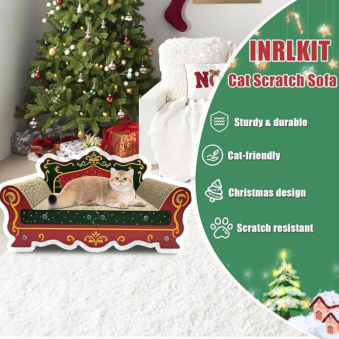 Luxury Cardboard Cat Scratcher Sofa Bed, Couch Shaped Scratching Board - Image 6