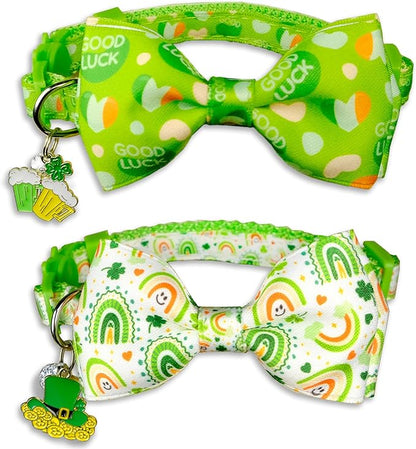 2 Pack St. Patrick's Day Cat Collars by Miiemiu