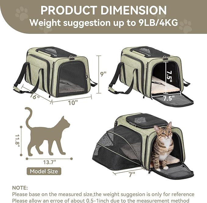 Petsfit Expandable Rabbit Carrier Small Cat Carrier Airline Approved - Image 2