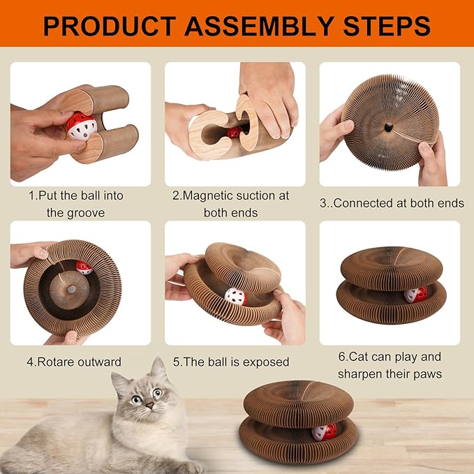 2 Pcs Kitty Kurls Cat Toy Magic Organ Cat Scratching Board, Foldable & - Image 3