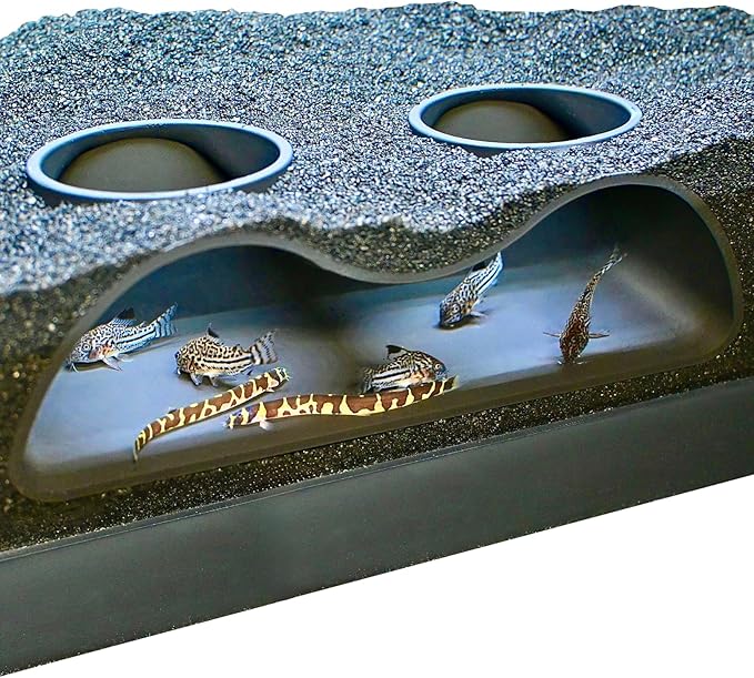 Aquarium Underground Tunnel Cave Natural Curve Two Hole | Viewing Fish & Shrimp by LuckyCritterCo