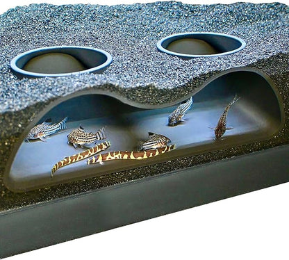 Aquarium Underground Tunnel Cave Natural Curve Two Hole | Viewing Fish & Shrimp by LuckyCritterCo
